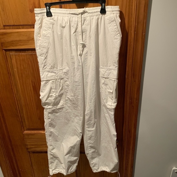 Zara Women's Pull On Cargo Pants in White Large - Picture 2 of 5